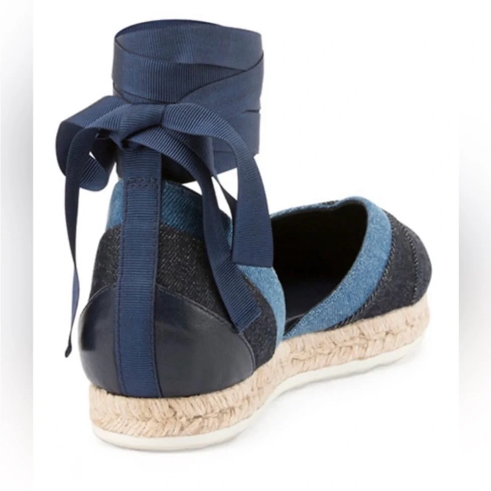Pierre Hardy Bauhaus Beach Denim d’Orsay Ankle Tie Espadrilles Size 38